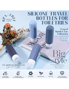 Botellas de Viaje YIIMER 90ml Aprobadas por TSA Silicona Azul 2