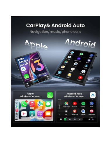 Estéreo de Coche Android 12 Fortdows 10.4" GPS Bluetooth para Ford Focus 2012-2018