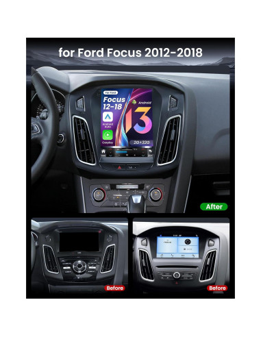Estéreo de Coche Android 12 Fortdows 10.4" GPS Bluetooth para Ford Focus 2012-2018