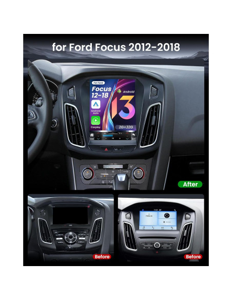 Estéreo de Coche Android 12 Fortdows 10.4" GPS Bluetooth para Ford Focus 2012-2018