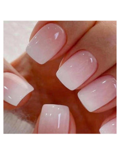 Uñas Postizas Cortas Cuadradas Puyokinm Ombre 24 Pcs