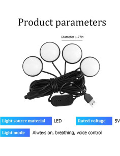 Luz LED Interior de Auto KHGUZ, Tira Multicolor USB 1.7m 2