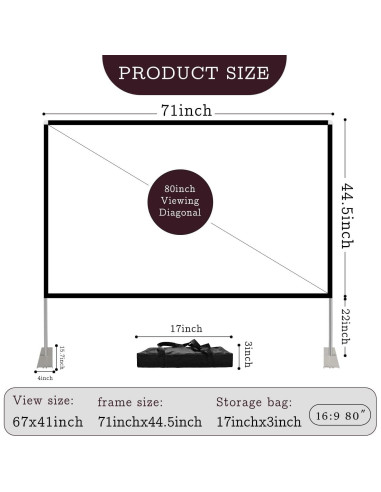 Pantalla de Proyector HOIN 80" Plegable 4K HD para Exterior