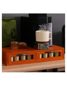 Organizador de K Cup de Madera KIKJOK - 2 Cajones, 30-50 Pods