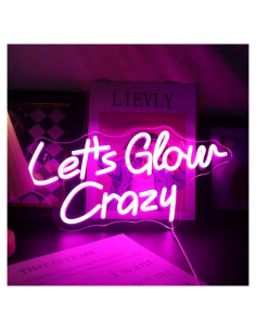Luz de Neón LED Nordstylee Vamos a Brillar Loco 42x22cm Rosa