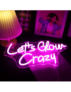 Luz de Neón LED Nordstylee Vamos a Brillar Loco 42x22cm Rosa 2