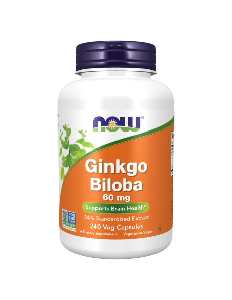 Suplemento Ginkgo Biloba NOW Foods 60 mg 240 Cápsulas Veganas Suplemento Ginkgo Biloba NOW Foods 60 mg 240 Cápsulas Veganas