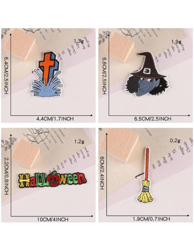 12 Parches Bordados Halloween Adonisaon Calabaza y Calavera