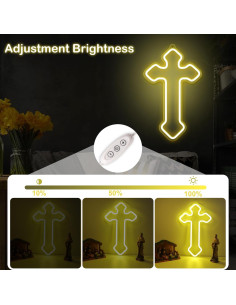 Luz de Neón Cruz Attivolife LED Regulable USB 33.8x20.4cm 2