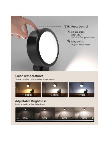 Lámpara de Pared LED EZVALO 5500mAh Control Remoto 2 Paquete
