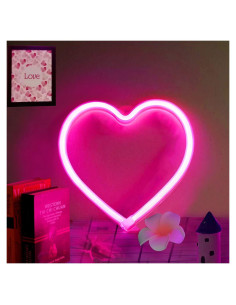 Luz LED Neon Corazón Rosa YouOKLight 19.7x19.4cm USB/Batería