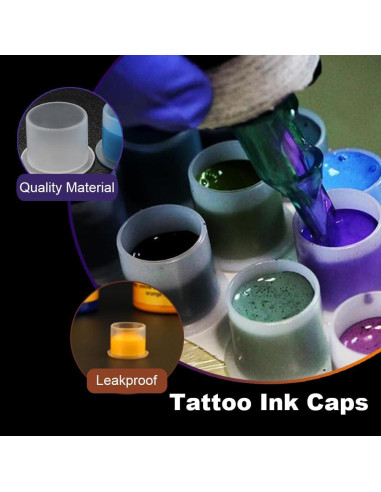 1000 Tapas de Tinta para Tatuajes Gakonp 11mm Plásticas