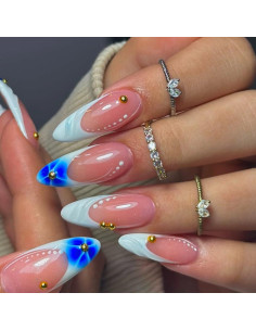 Uñas Postizas Cortas Almendras Francesas XMMXNBJ 24 Pcs 2