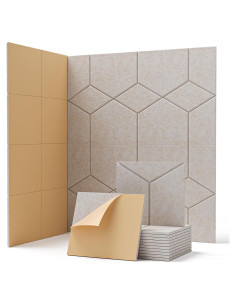 Paneles Acústicos Autoadhesivos Soundsbay 12 Piezas 30.48x25.4cm Beige