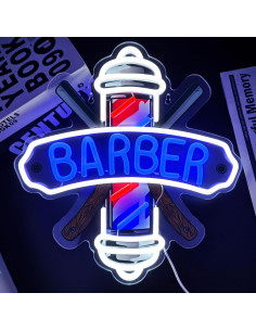 Luz de Neón LED Regulable LF para Barbería Azul 35x33cm 2