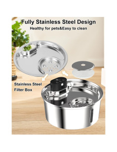 Fuente de Agua para Perros Grandes GOYJOY 7L Acero Inoxidable 2