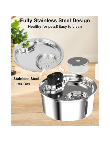 Fuente de Agua para Perros Grandes GOYJOY 7L Acero Inoxidable