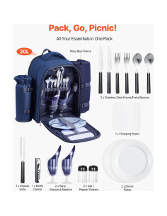 Mochila de Picnic VEVOR para 2 Personas con Compartimento Térmico 2