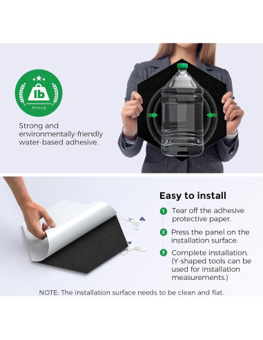 Paneles Acústicos Autoadhesivos 2da Generación 30.48x25.4cm Negro