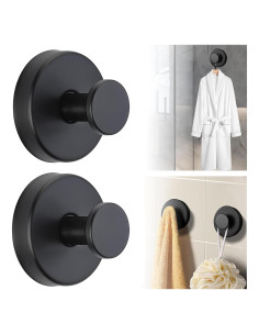Ganchos de Ventosa QQM para Baño y Cocina - 2 Piezas Negro