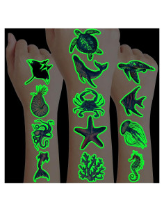 Tatuajes Temporales Luminiscentes MeoIsDaBest 96 PCS Océano