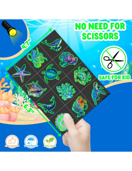 Tatuajes Temporales Luminiscentes MeoIsDaBest 96 PCS Océano