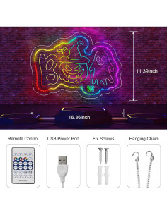 Luz de Neón Halloween BOO Dagelar 41.5x28.9cm USB 2