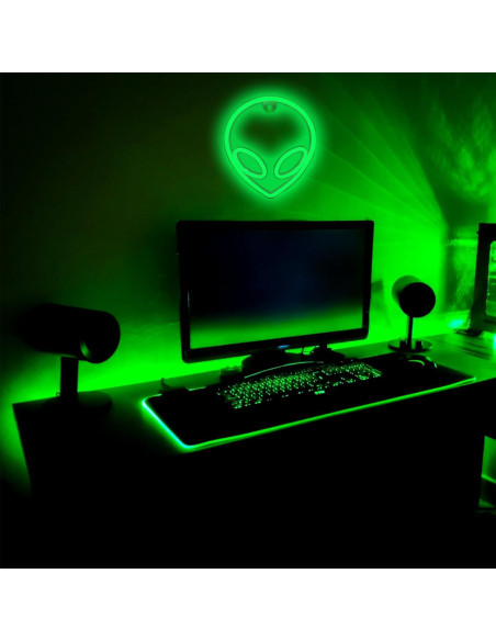 Luz de Neón Alienígena Verde LED NICETHUMB 22.1x19.8 cm Luz de Neón Alienígena Verde LED NICETHUMB 22.1x19.8 cm