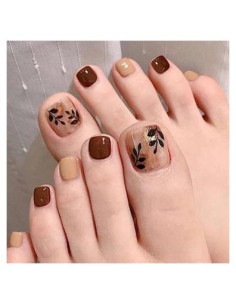 Uñas Acrílicas Falsas para Pies Outyua 24pcs Cuadradas Brillantes