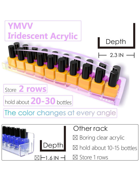 Estantes de Esmalte de Uñas Acrílico Iridiscente YMVV 6 Piezas