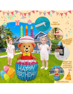 Decoración Inflable de Pastel de Cumpleaños Oso 4FT SHDEJTG 2