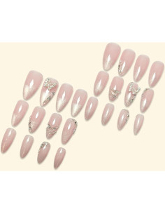 Uñas Falsas Acrílicas TUZANDW 24 Pcs con Brillo y Diseño 2