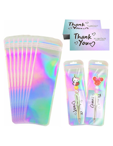 Bolsas de Empaque Holográficas LEEO 100 Pcs con Tarjetas