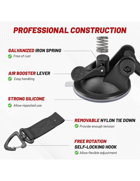 Anclaje de Succión RED WOLF 65MM con Gancho 10KG - 2 Piezas