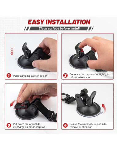 Anclaje de Succión RED WOLF 65MM con Gancho 10KG - 2 Piezas