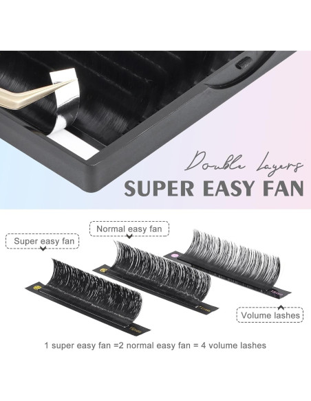 Extensiones de Pestañas Volumen Easy Fan 0.03 C 10mm DF touchjoy Extensiones de Pestañas Volumen Easy Fan 0.03 C 10mm DF touchjoy