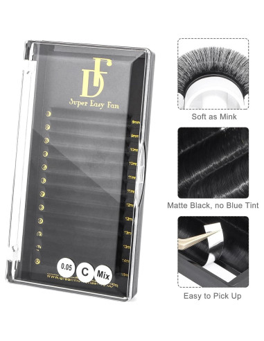 Extensiones de Pestañas Volumen Easy Fan 0.03 C 10mm DF touchjoy