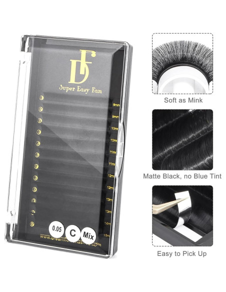 Extensiones de Pestañas Volumen Easy Fan 0.03 C 10mm DF touchjoy Extensiones de Pestañas Volumen Easy Fan 0.03 C 10mm DF touchjoy