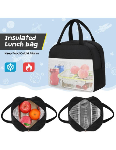 Mochila Escolar ACESAK Negra Impermeable 30x15x45 cm con Almuerzo