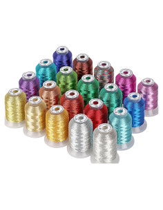 Kit de Hilo de Bordado Metálico Nuevo Brothread 20 Colores 500M