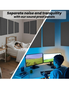 Paneles Acústicos 6 PCS 60x30 cm Aislamiento Sonoro Negro 2