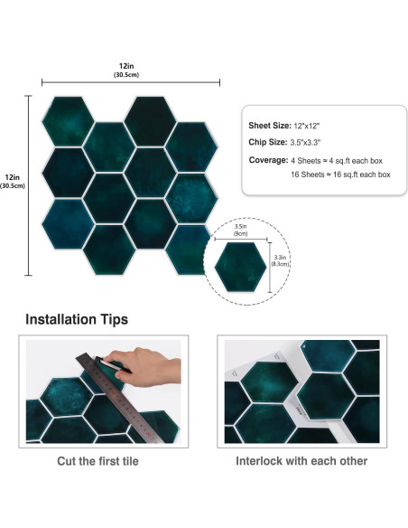 Azulejos Autoadhesivos CRE8TIVE 30.48x30.48cm Verde Esmeralda Azulejos Autoadhesivos CRE8TIVE 30.48x30.48cm Verde Esmeralda