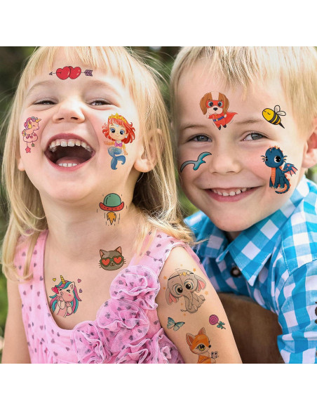 Tatuajes Temporales FANRUI 60 Hojas Animales y Dibujos