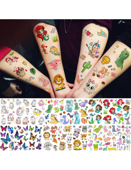 Tatuajes Temporales FANRUI 60 Hojas Animales y Dibujos