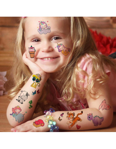 Tatuajes Temporales FANRUI 60 Hojas Animales y Dibujos