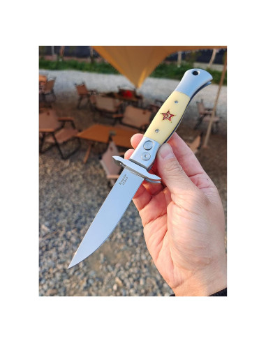 Cuchillo de bolsillo plegable Genérico X12M 9.5 cm mango beige