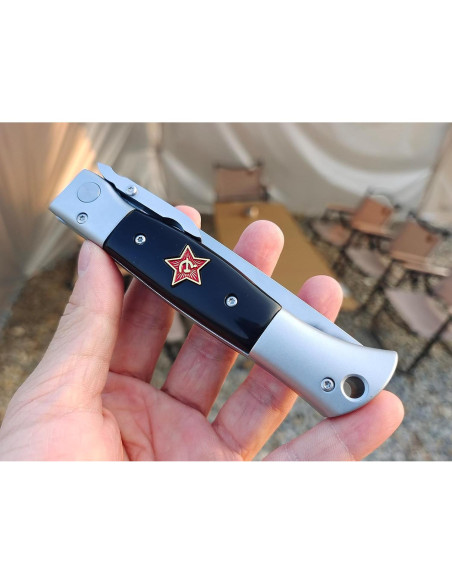 Cuchillo de bolsillo plegable Genérico X12M 9.5 cm mango beige