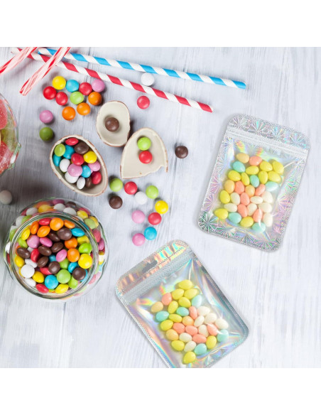 100 Bolsas de Mylar Holográficas Reutilizables itechpanda 10x15cm