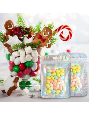 100 Bolsas de Mylar Holográficas Reutilizables itechpanda 10x15cm