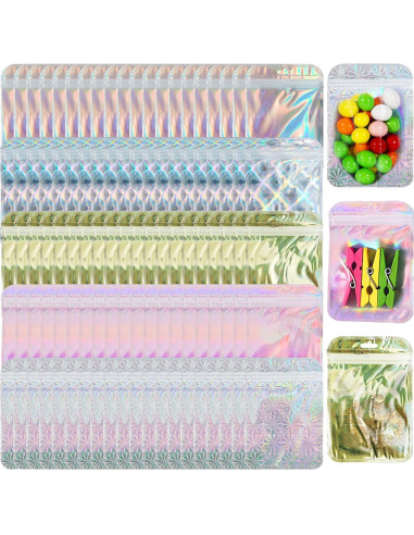 100 Bolsas de Mylar Holográficas Reutilizables itechpanda 10x15cm